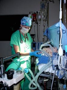 Nurse in operating room simulation