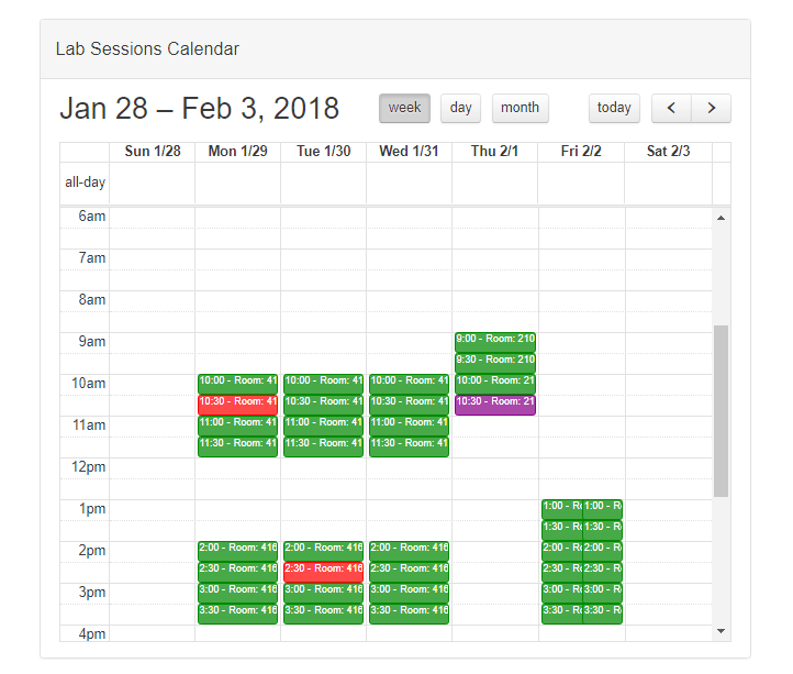 CIL Online reservation calendar screenshot