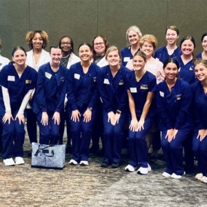 Undergraduate and Graduate students representing the College of Nursing at Nurses Day at the Legislature in Spring of 2023 at the Capital learning how to advocate for the profession.