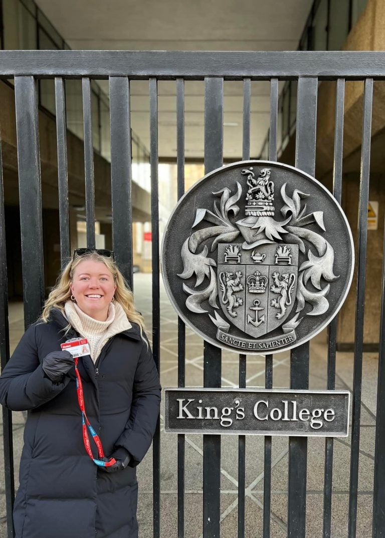 CON alumna Meghan Boop at King's College in London