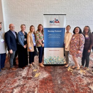 Graduate students attending the North Carolina Nurses Association Convention in Fall 2023 in Winston-Salem with Dr. Forbes and Mrs. Spence