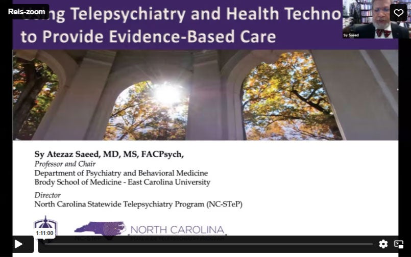 Video thumbnail for Using Telehealth and Telepsychiatry to Provide Evidence-Based Care – Part I